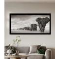 Framed Elephant Herd Canvas 108X59X7cm Painting Posters - Wall Art Picture Modern Room Decoration
