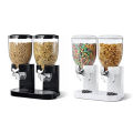 Double Cereal Dispenser Dry Food Storage Container Dispenser Machine (White/Black)