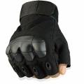 Tactical Rubber Hard Knuckle Half Finger Gloves Army Military Fingerles