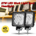 1Pcs 4inch 27W LED Work Light Spot Fog Driving Lamp 4D Lens Offroad SUV ATV 4WD