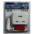 Generic Car Adapter - 2 USB & Three Sockets