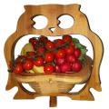 Wooden Collapsible Owl Shape Basket Kitchen Fruits Vegetable Storage