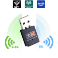 Dual Band 600Mbps 2.4G / 5G Hz Wireless Lan Card USB PC-WiFi-Adapter-802.11 T1U1