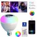 E27 Wireless Bluetooth LED Light Speaker Bulb RGB Music Playing Remote Control Adjustable Colors