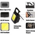 Mini Flashlight Keychain LED Light Pocket LED Work Light USB Charge Small Light Corkscrew