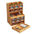 Wooden DIY Desk Organizer with Compartment Drawer Desktop Stationery Organizer