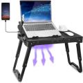 Adjustable Angle Laptop Table With 4 Port USB Hub LED Light Built-in Mouse Pad