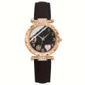 6 Pcs/Set Women`s Watches Cute Pink Heart Quartz Watch Shiny Rhinestone Analog Watch And Bracelet, G