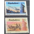1985 - Zimbabwe - 15c + $2 - Coal Dragline + Scotch Cart