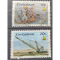 1995 - Zimbabwe - 10c + 20c - Underground Mining + Coal Mining
