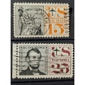 1959 - 1960 - USA - 15 c + 25c - Airmail -  Statue of Liberty, Airmail -  Abraham Lincoln