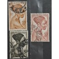1947 - French Equatorial Africa  - 15F, 20F, 25F - Local Motives