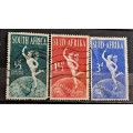 1949 - South Africa - WM - ½, 1½, 3 - The 75 Anniversary of the Universal Postal Union