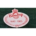 Pin: Vintage Dutch Advertising  - `Bensdorp - 1840 - 1965 - 125 ` - red on white