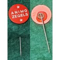 Pin: Vintage Dutch Advertising  - `Animo Zegels` -  Red