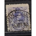 1909-1917 - Spain - 15 - King Alfonso XIII - Blue Control Number on Backside