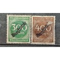 1923 - Deutches Reich -  Unused - 300 Mark/400 Mark - Service Stamps