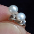 WHITE FRESHWATER PEARL STUDS IN SOLID STERLING SILVER.  4.5 MM ROUND.