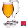 6 Piece Clear Classy Stemmed Craft Beer and Ale Glass Set