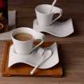 12 Piece Espresso Wave Design Art Cup and Saucer Set