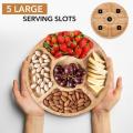 Brand-New 5 Parts Serving Luxury Natural Round Wooden Tray Plate