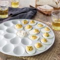 Elegant White Porcelain Deviled Egg Platter Tray