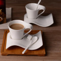 12 Piece Elegant Wave-Shape Porcelain Coffee Cups and Saucer Set