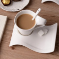 12 Piece Elegant Wave-Shape Porcelain Coffee Cups and Saucer Set