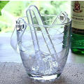 Elegant Portable Glass Ice Bucket with Handle and Tong