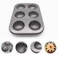 6-Hole Shell-Shaped Non-Stick Flat Bottom Carbon Steel DIY Muffin Mold Baking Tray