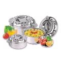 Set Of 3 Stainless Steel Flora Double Walled Insulated Hot Pot Casserole (2500, 3500, 5000 ml)