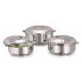 Set Of 3 Stainless Steel Flora Double Walled Insulated Hot Pot Casserole (2500, 3500, 5000 ml)