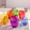 Set of 6 Unique Style Colored Drinking Glass Tumbler Set