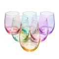 Set of 6 Unique Style Colored Drinking Glass Tumbler Set