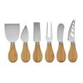 Set of 6 Wooden and Stainless Steel Cheese Knives