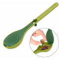 Green Long Hangle Silicone Spice and Herb Flavour Infusing Spoon with Herb Stripper