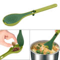 Green Long Hangle Silicone Spice and Herb Flavour Infusing Spoon with Herb Stripper