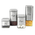 Set of 4 Glass Jars Airtight Food Storage Containers For Kitchen Organizer