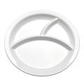 Set of 6 Round Classic White 3 Div Compartment Melamine Serving Tray