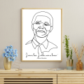 A2-Size Minimalist Line Drawing Wall Art Decor with Light Brown Wooden Frame