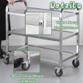 Stainless Steel 3 Tier Kitchen Utility Rolling Trolleys Cart with Lockable Wheels (95x50x100 cm)