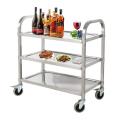 Stainless Steel 3 Tier Kitchen Utility Rolling Trolleys Cart with Lockable Wheels (85x45x90 cm)