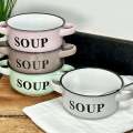 Round Assorted Porcelain Word Printed Soup Bowl with Handles (Supplied at Random) Round Assorted Por