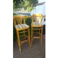 A Great Pair of BeechWood Bar/Kitchen Stools With Upholstered Seats