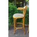A Great Pair of BeechWood Bar/Kitchen Stools With Upholstered Seats
