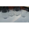 Stuart Crystal: 4 Water Tumbles Glasses Madison Pattern. 1 with minute chip to rim