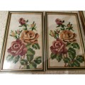 Three Lovely Floral Tapestries Framed
