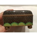 A Stunning Cloisonne Box With Bun Feet Dragon Motif