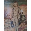 RESERVED FOR DANE A Large Framed Tapestry of Gainsborough's The Blue Boy with Petit Point detail