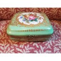 Stunner! Serves Porcelain and Ormolou Mounted Trinket Box Painted with Flowers